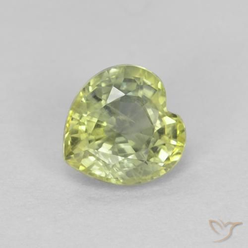0.48ct 자연스러운 올리브 그린 사파이어, 마음, VS