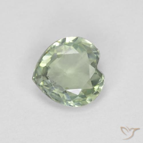 0.42ct 자연스러운 연한 초록색 사파이어, 마음, VVS