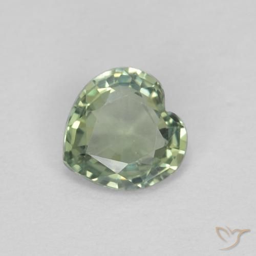 0.38ct 자연스러운 따뜻한 녹색 사파이어, 마음, VVS-VS
