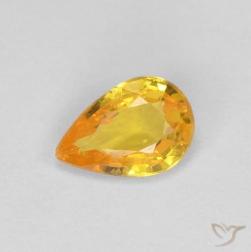 0.44ct 자연스러운 오렌지-골드 사파이어, 배 모양, VS