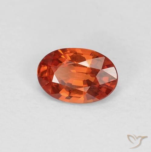 0.49ct 자연스러운 오렌지 레드 사파이어, 타원형, VVS