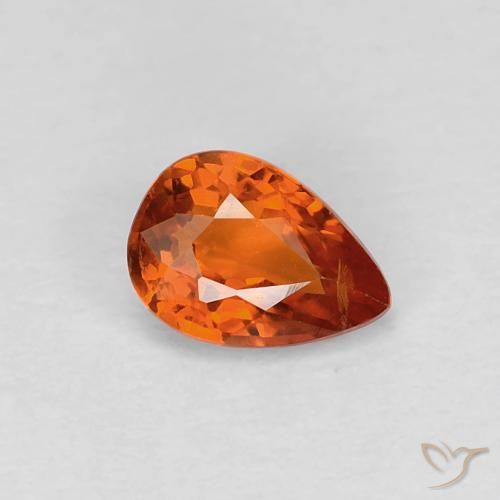 0.60ct 자연스러운 미디엄 오렌지 사파이어, 배 모양, VVS-VS