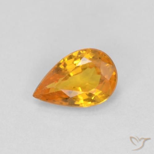 0.48ct 자연스러운 딥 오렌지-골드 사파이어, 배 모양, VVS-VS