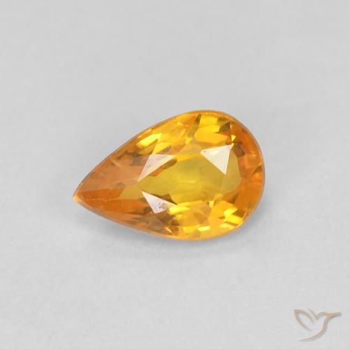 0.51ct 자연스러운 오렌지-골드 사파이어, 배 모양, VVS-VS