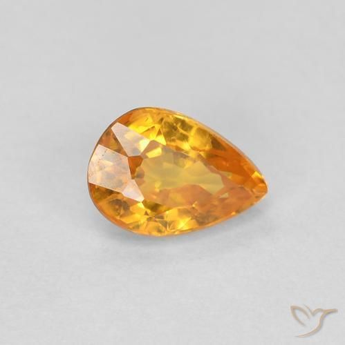 0.56ct 자연스러운 딥 오렌지-골드 사파이어, 배 모양, VVS-VS