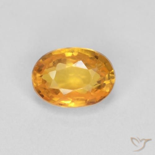 0.65ct 자연스러운 딥 오렌지-골드 사파이어, 타원형, VVS