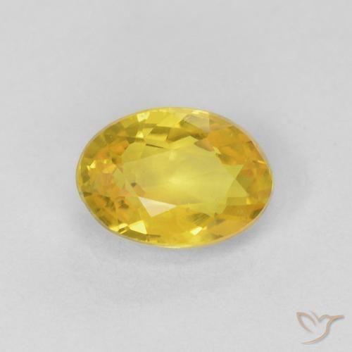 0.56ct 자연스러운 미디엄 옐로우 사파이어, 타원형, VS