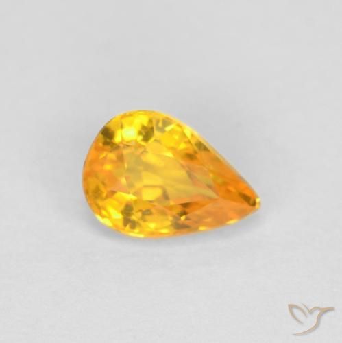 0.59ct 자연스러운 미디엄 오렌지 사파이어, 배 모양, VVS-VS