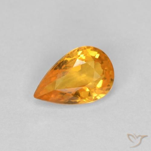0.54ct 자연스러운 미디엄 오렌지 사파이어, 배 모양, VVS