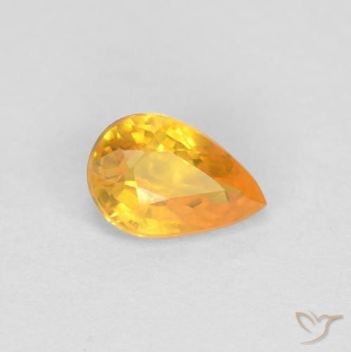 0.48ct 자연스러운 미디엄 오렌지 사파이어, 배 모양, VVS-VS