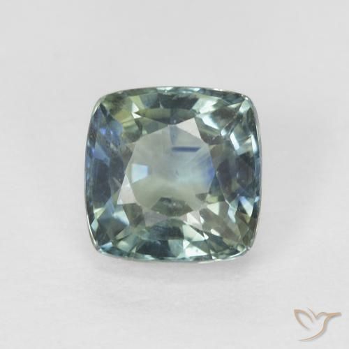 0.89ct 자연스러운 미디엄 블루 그린 사파이어, 방석, VS