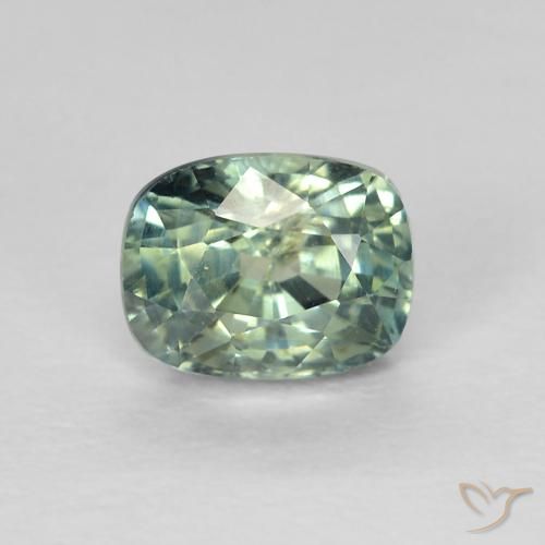 0.86ct 자연스러운 하늘색 녹색 사파이어, 방석, VS