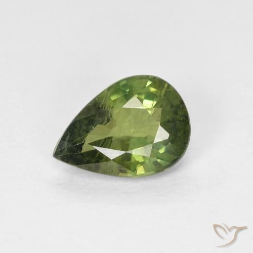 0.88ct 자연스러운 딥그린 사파이어, 배 모양, VS-SI