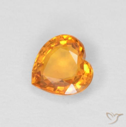 0.43ct 자연스러운 밝은 주황색 사파이어, 마음, VVS-VS