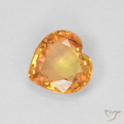 0.46ct 자연스러운 인텐스 오렌지 사파이어, 마음, VVS-VS