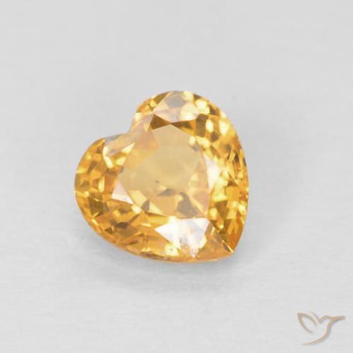 0.49ct 자연스러운 미디엄 오렌지 사파이어, 마음, VVS-VS
