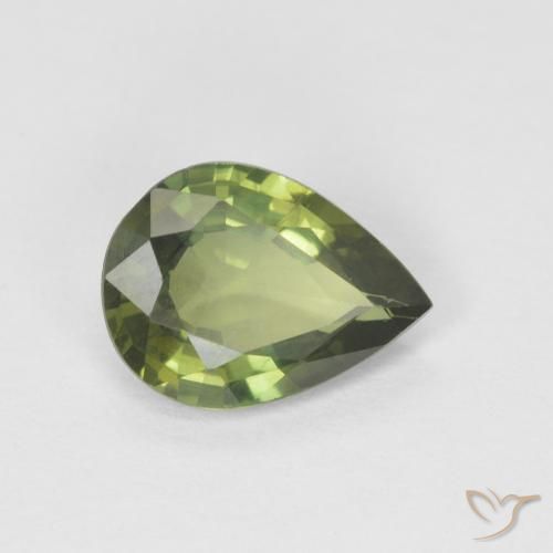 1.18ct 자연스러운 포레스트 그린 사파이어, 배 모양, VS