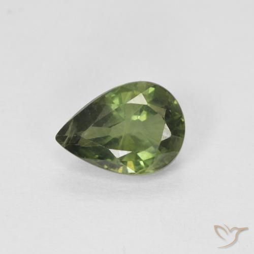 0.99ct 자연스러운 흙빛 녹색 사파이어, 배 모양, VS-SI