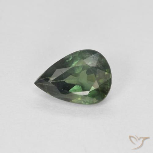 0.88ct 자연스러운 포레스트 그린 사파이어, 배 모양, VS-SI