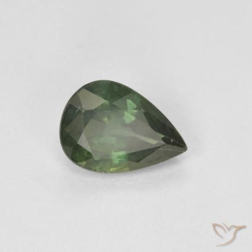 0.92ct 자연스러운 짙은 녹색 사파이어, 배 모양, VS