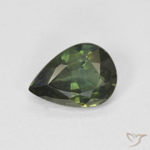 0.89ct 자연스러운 미디엄 그린 사파이어, 배 모양, VS