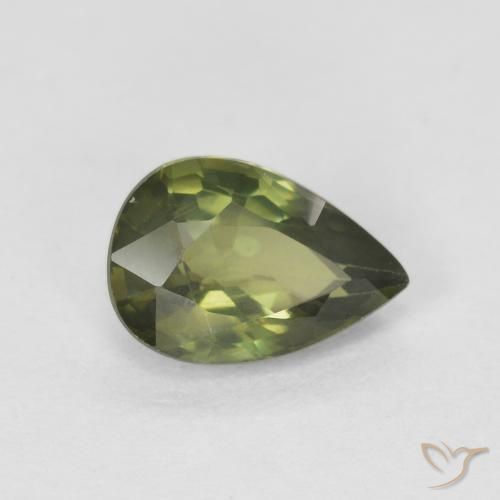 0.85ct 자연스러운 따뜻한 포레스트 그린 사파이어, 배 모양, VVS-VS