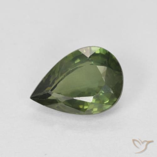 0.89ct 자연스러운 라이트 포레스트 그린 사파이어, 배 모양, VS