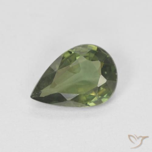 0.71ct 자연스러운 따뜻한 포레스트 그린 사파이어, 배 모양, VS