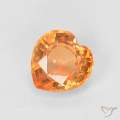 0.54ct 자연스러운 밝은 주황색 사파이어, 마음, VVS