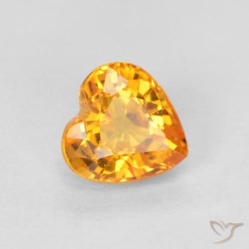 0.51ct 자연스러운 살구 오렌지 사파이어, 마음, VS
