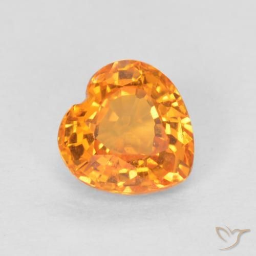 0.53ct 자연스러운 밝은 주황색 사파이어, 마음, VS