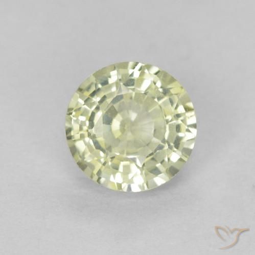 0.46ct 자연스러운 매우 밝은 녹황색 사파이어, 둥근, VVS