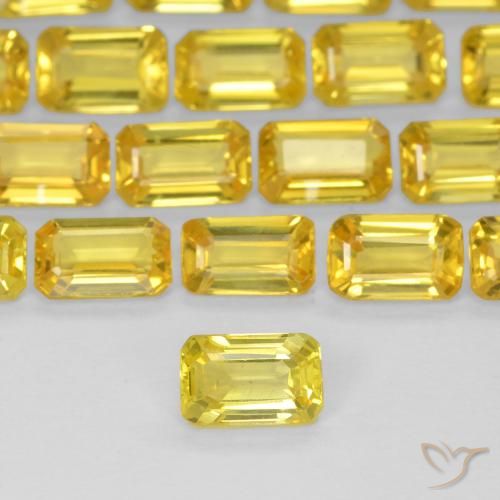 0.38ct 자연스러운 범블비 옐로우 사파이어, 에메랄드 컷, VS
