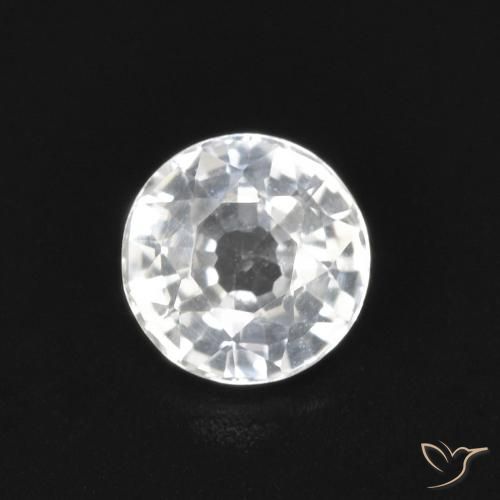 0.53ct 자연스러운 하얀색 사파이어, 둥근, VVS
