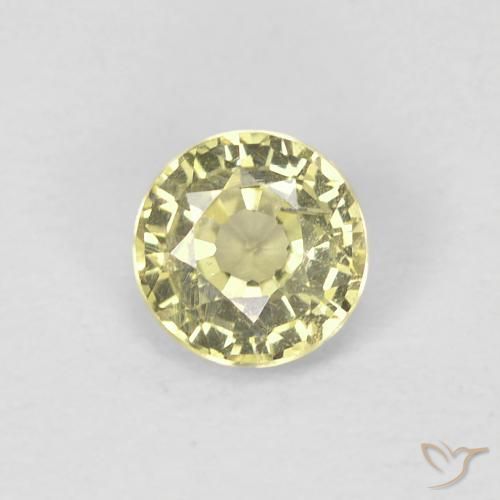 0.41ct 자연스러운 옅은 노랑 사파이어, 둥근, VS