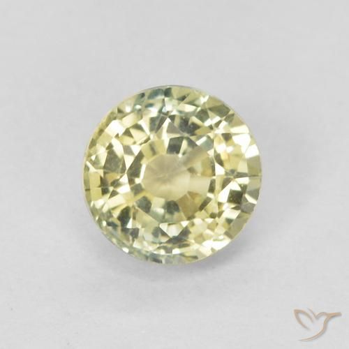 0.46ct 자연스러운 Medium Light-Yellow 사파이어, 둥근, VVS