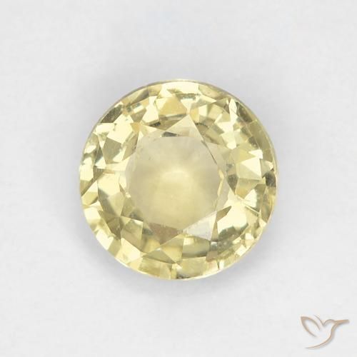 0.82ct 자연스러운 연노랑 사파이어, 둥근, VS