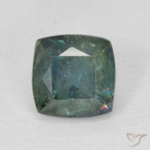 1.14ct 자연스러운 딥 블루 그린 사파이어, 방석, VS-SI