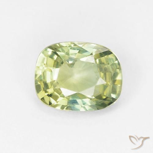 1.09ct 자연스러운 매우 밝은 녹색 사파이어, 방석, VVS-VS