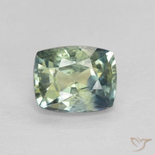 0.77ct 자연스러운 청록색 사파이어, 방석, VS