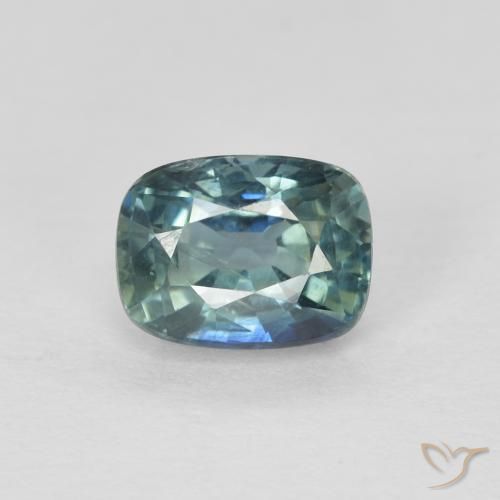 1.08ct 자연스러운 초록빛이 도는 파란색 사파이어, 방석, VS