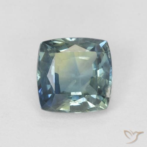 0.91ct 자연스러운 초록빛이 도는 파란색 사파이어, 방석, VS