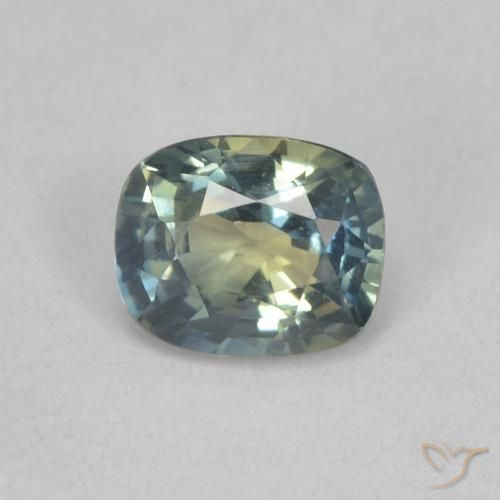 0.77ct 자연스러운 미디엄 블루 그린 사파이어, 방석, VVS