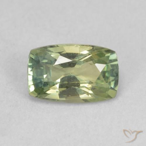 0.91ct 자연스러운 연한 초록색 사파이어, 방석, VVS
