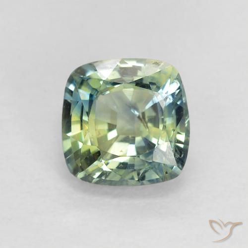 0.89ct 자연스러운 초록빛이 도는 파란색 사파이어, 방석, VS