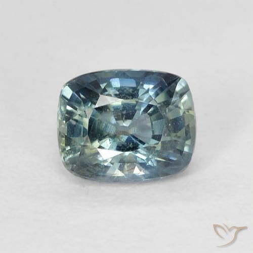 0.81ct 자연스러운 미디엄 블루 그린 사파이어, 방석, VS