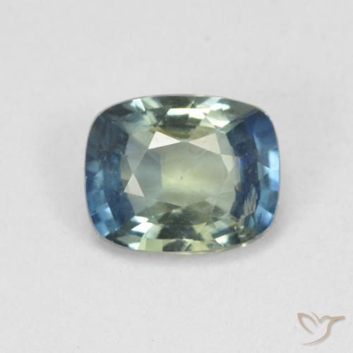 0.79ct 자연스러운 미디엄 블루 그린 사파이어, 방석, VS