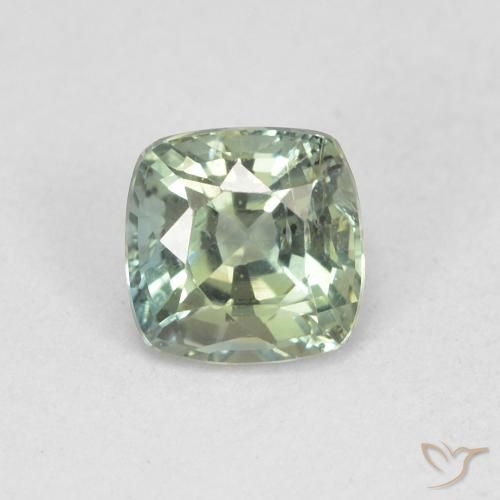 0.84ct 자연스러운 옅은 녹색 사파이어, 방석, VS