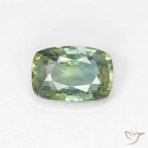 1.00ct 자연스러운 연한 초록색 사파이어, 방석, VVS-VS