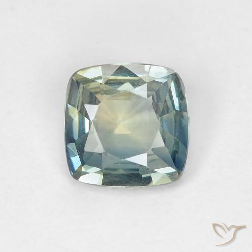0.88ct 자연스러운 초록빛이 도는 파란색 사파이어, 방석, VVS